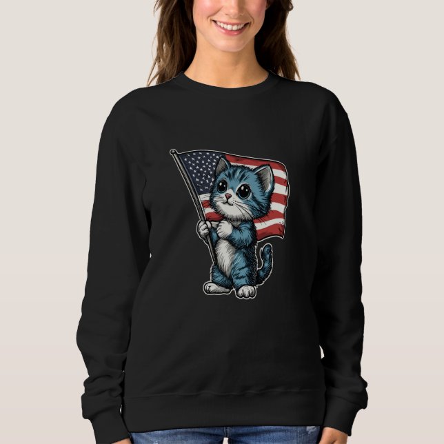 4. Juli Shirt Meowica American Flag Cat (Vorderseite)