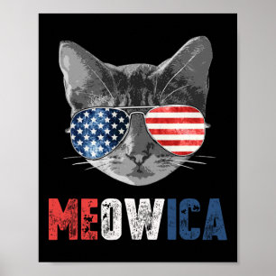 4. Juli Shirt Meowica American Flag Katze Poster