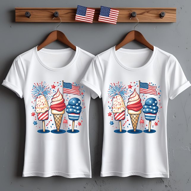 4. Juli Shirt mit Eiscreme und -flagge (Von Creator hochgeladen)