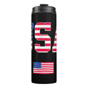 4. Juli Shirt USA Patriotic US American Flag W Thermosbecher