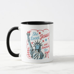 4. Juli Sie liebt Jesus und Amerika auch Christus Tasse