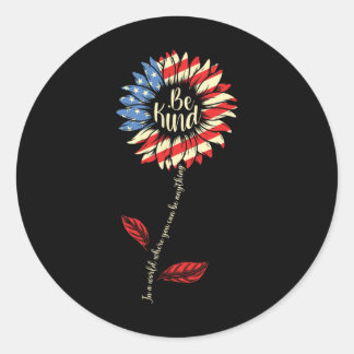 4. Juli sind freundlich Sonnenblumen rot und blau Runder Aufkleber