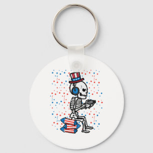 4. Juli Skeleton Gamer Funny America Jungs Schlüsselanhänger