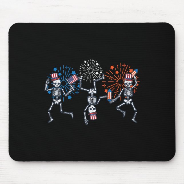 4. Juli Skeletons Tanz Feuerwerke Patriotische Fra Mousepad (Vorne)