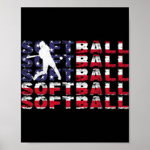 4. Juli Softball Amerikanische Flagge Vintage Patr Poster