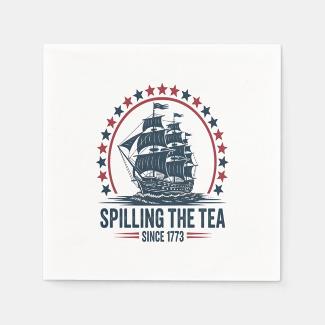 4. Juli Spilling the Tea seit 1773 Vierte von Serviette (Vorderseite)
