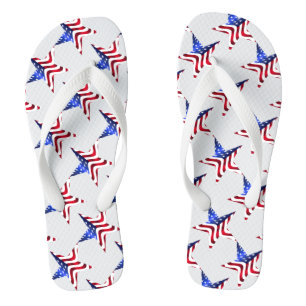 4. Juli, Star & USA Flag Flip Flops