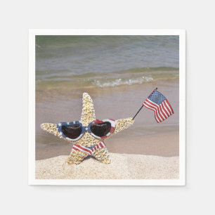 4. Juli Starfish mit amerikanischer Flagge Serviette