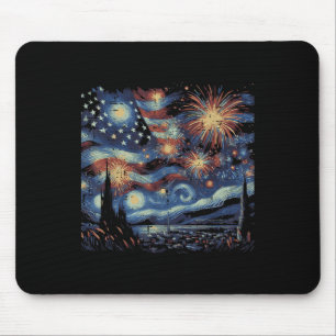 4. Juli Starry Night US Feuerwerk Frauen Männer K Mousepad