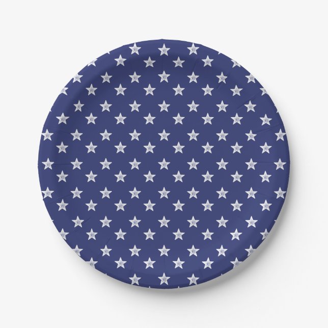 4. Juli Stars Blue White Party Paper Teller (Vorderseite)