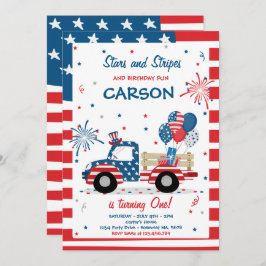 4. Juli Stars Streifen und Geburtstagsspass Einladung