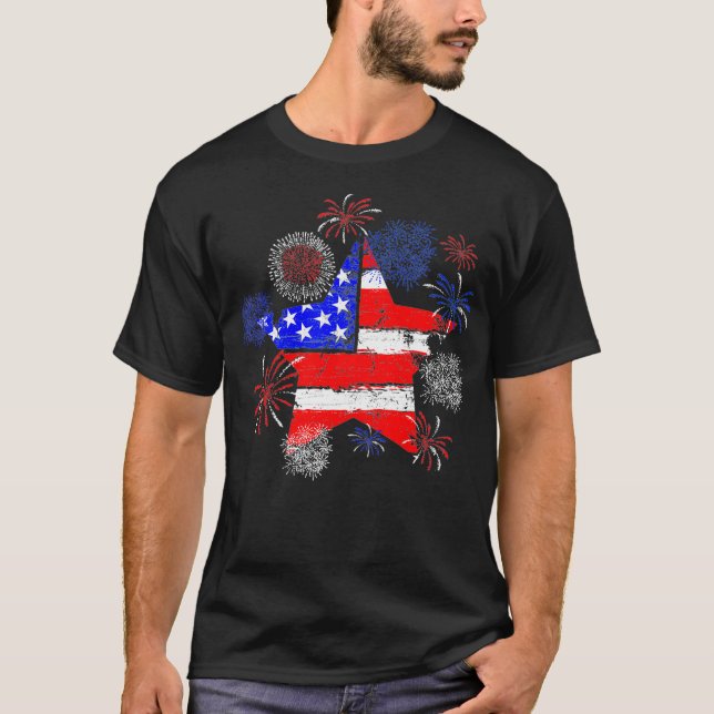 4. Juli Stars Stripes US Flag Patriotic T-Shirt (Vorderseite)