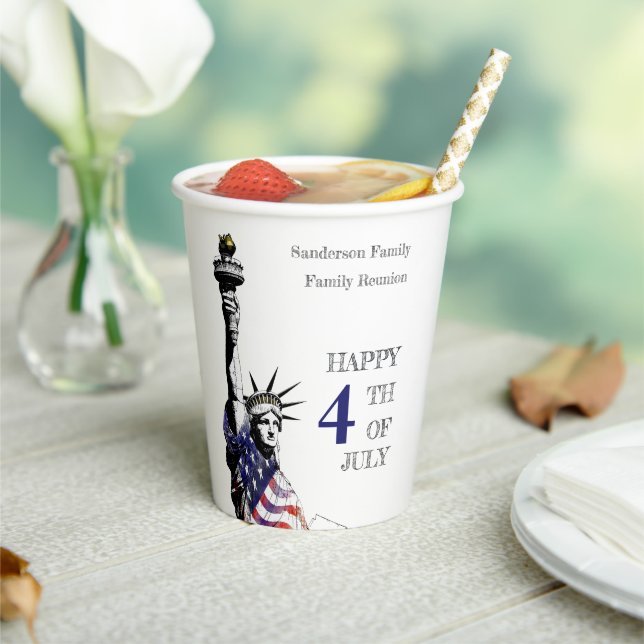 4. Juli Statue of Liberty American Flag Pappbecher (In Situ)