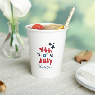 4. Juli Sterne BBQ-Party Handlettering Pappbecher