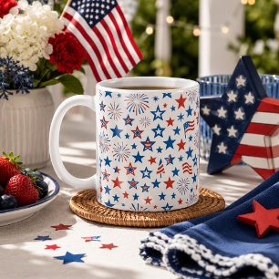 4. Juli Sterne & Feuerwerk Tasse
