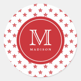 4. Juli Sterne Rote Monogramm Name Party Aufkleber
