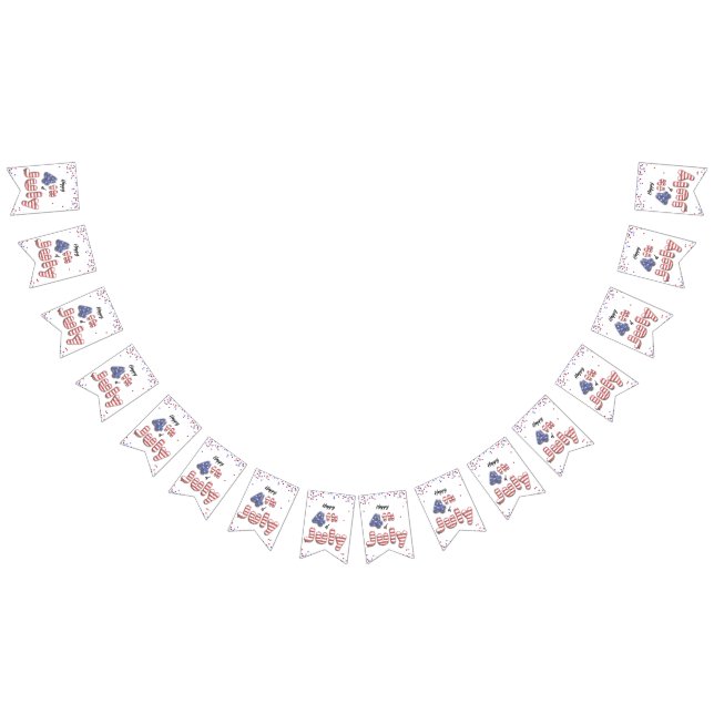 4. Juli Sterne Streifen Foil Balloons Wimpelkette (Alle)