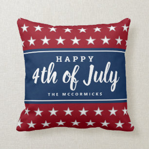 4. Juli Sterne Streifen Red White Blue Monogram Kissen