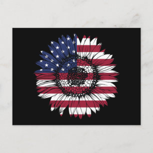 4. Juli Sunflower Independence Day USA Flag Postkarte