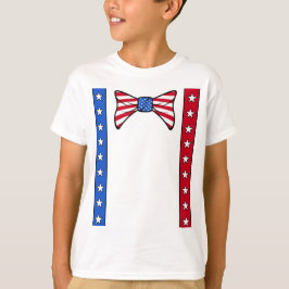 4. Juli Suspenders und Bowtie American Flag T-Shirt