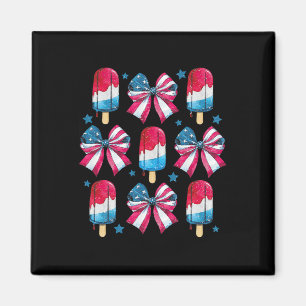 4. Juli Süße Eisstiele Schleifen Patriotische Frau Magnet
