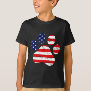 4. Juli Süßer Hundepfote USA Amerikanische Flagge  T-Shirt