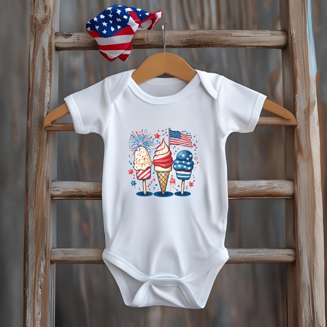 4. Juli Sweet USA Ice Cream Baby Bodysuit Strampler (Von Creator hochgeladen)