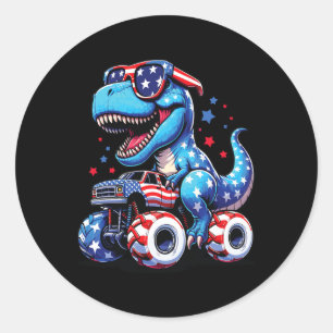 4. Juli T Rex Dino Trex Dinosaur Monster Truck Runder Aufkleber