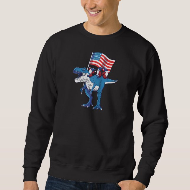 4. Juli T Rex Dinosaur Amerisaurus Gnomes Boys Sweatshirt (Vorderseite)