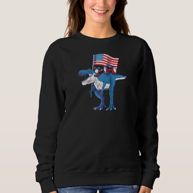 4. Juli T Rex Dinosaur Amerisaurus Gnomes Boys Sweatshirt (Vorderseite)