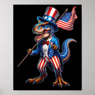4. Juli T-rex USA Patriotic American Flag Dino Poster