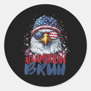 4. Juli T-Shirt All American Bruh Eagle Kinder Tee Runder Aufkleber