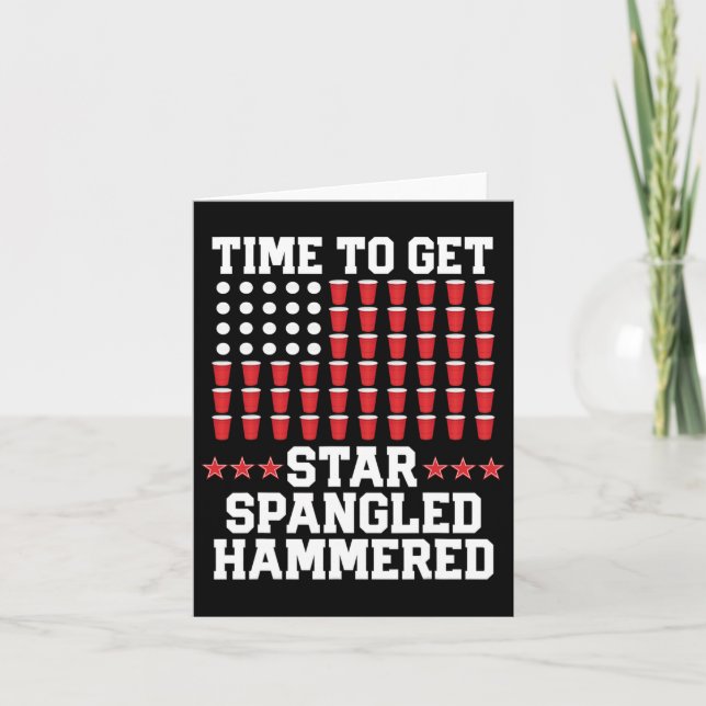 4. Juli T Shirt Geschenk Beer Pong American Flag D Karte (Vorderseite)