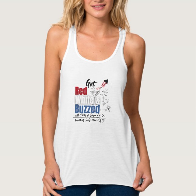 4. Juli Tank Top Rot Weiß & Beschwipst (Vorderseite)