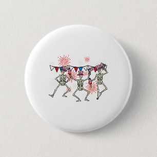4. Juli tanzende Skelette Funny Patriotic Men Button
