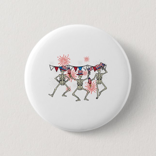 4. Juli tanzende Skelette Funny Patriotic Men Button (Vorderseite)