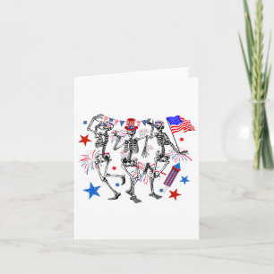 4. Juli tanzende Skelette Usa Flag Feuerwerk P Karte