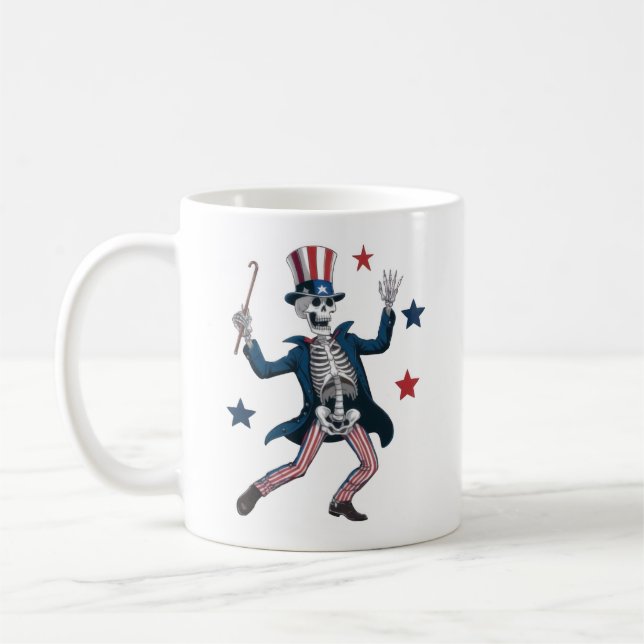 4. Juli tanzendes Skelett Kaffeetasse (Links)