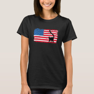 4. Juli Tier Lemur  Amerikanische Flagge Usa Patri T-Shirt
