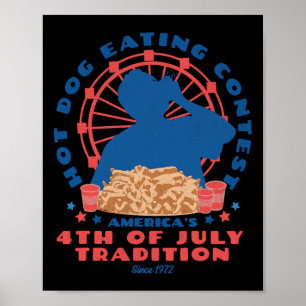 4. Juli Tradition Hot Dog Esswettbewerb Lustig Poster