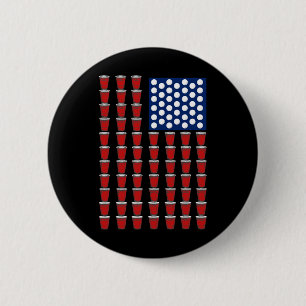 4. Juli Trendiger Roter Solo Cup Beer Pong USA-Fla Button