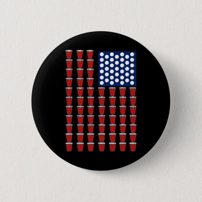 4. Juli Trendiger Roter Solo Cup Beer Pong USA-Fla Button (Vorderseite)