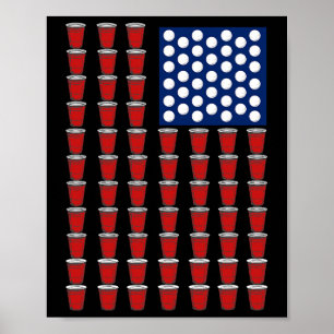 4. Juli Trendiger Roter Solo Cup Beer Pong USA-Fla Poster
