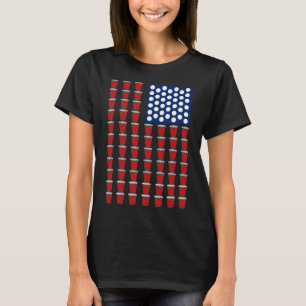 4. Juli Trendiger roter Solo-Cup Beer Pong USA-Fla T-Shirt
