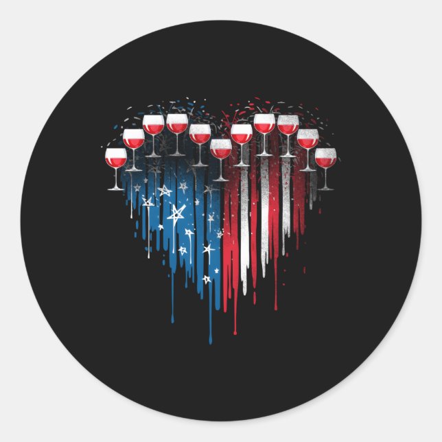 4. Juli trinken Weingläser verkosten Amerikaner Runder Aufkleber (Vorderseite)
