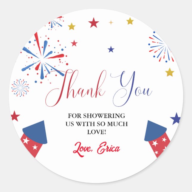 4. Juli Unabhängigkeit Baby Dusche Vielen Dank Runder Aufkleber (Vorderseite)