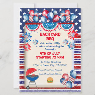 4. Juli Unabhängigkeitstag BBQ-Party-Design Einladung