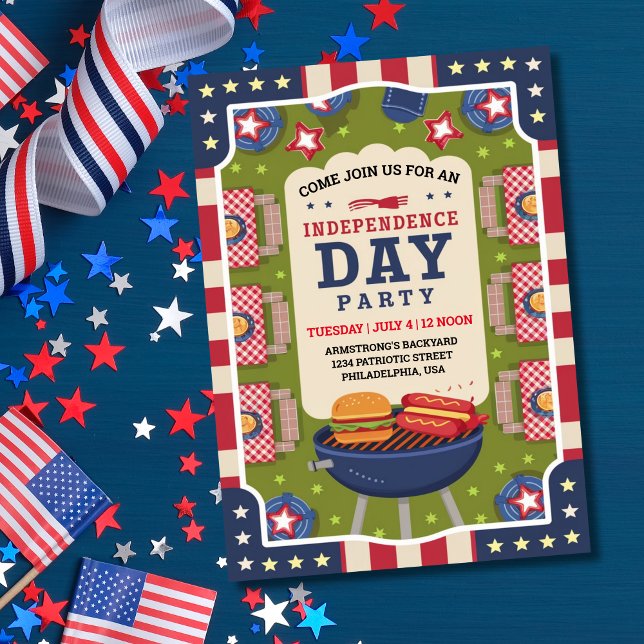 4. Juli Unabhängigkeitstag Cookout Party Einladung (4th of July Independence Day Cookout Party Invitation)