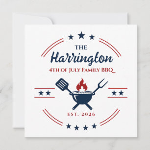 4. Juli Unabhängigkeitstag Familien BBQ Einladung
