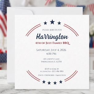 4. Juli Unabhängigkeitstag Familien BBQ Einladung